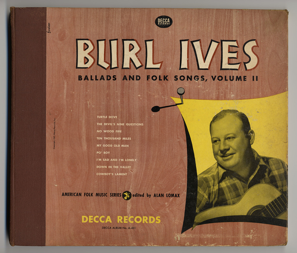 Cover of Burl Ives 1947 Decca album (of 78 RPM discs) 'Ballads and Folk Songs, Volume II'